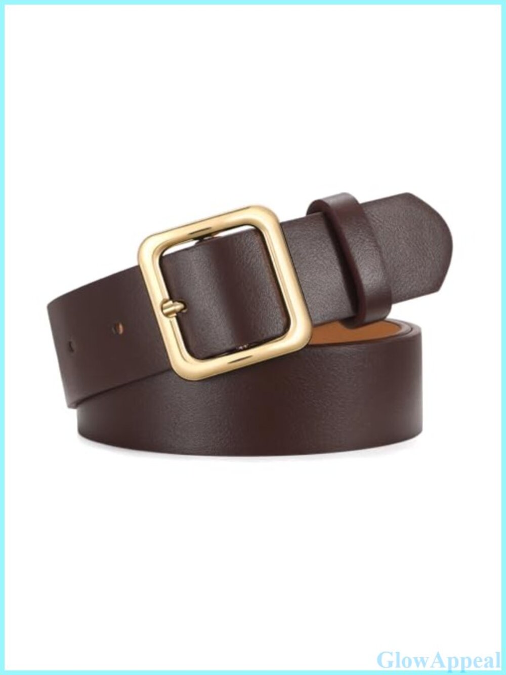 Women's Faux Leather Belt Square Buckle 1.3" Adjustable Jeans Pants Dress